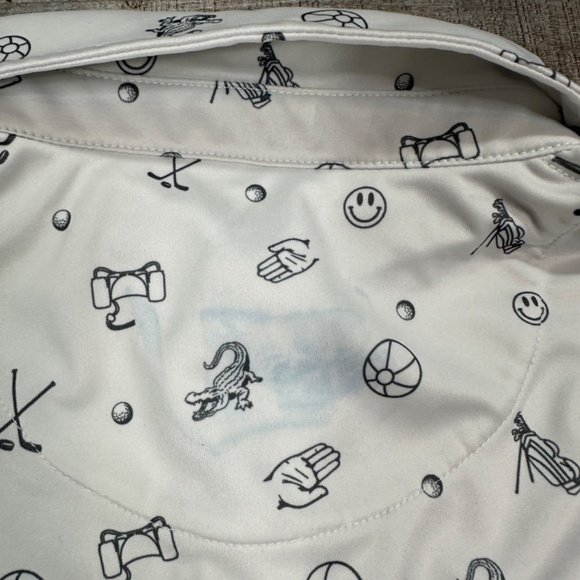 Swannies Chubbs Polo All Over Print Fog Navy Lightweight Stretch Men's Size S - Picture 12 of 12